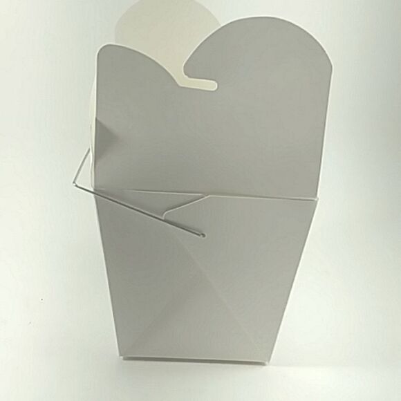 Chinese Take Out Boxes Paper Metal Handles White 4" X 4" Party Supplies qty 13 - Picture 6 of 9